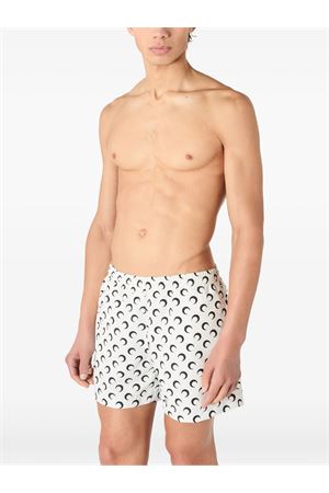 White moon-print swim shorts MARINE SERRE | MSW002ACWOV0088WH00